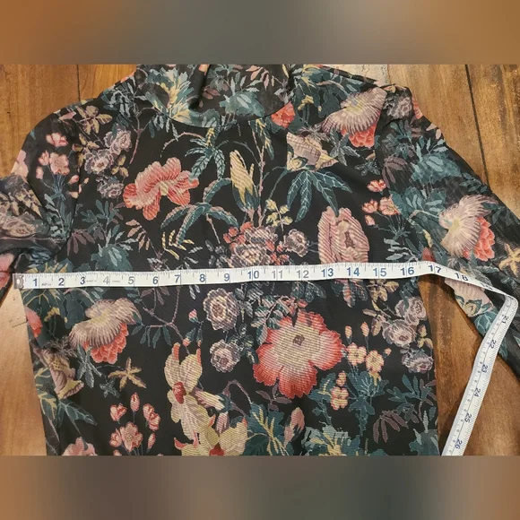 Rebecca Taylor La Vie Faded Garden Mesh Long Sleeve Dress Large - Picture 14 of 16